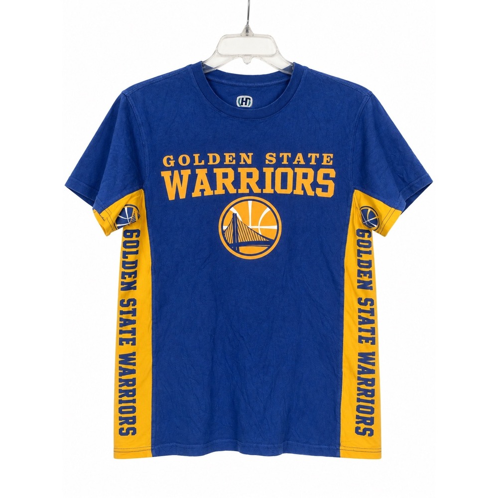Hands High Golden State Warrior T Shirt Men M Blue Yellow NBA Side Print Graphic